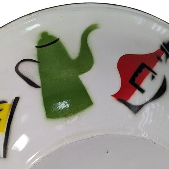 Vintage 50s Mid-Century Atomic Large Enamelware BBQ Grilling Bowl 15.75in Wide - Picture 9 of 11